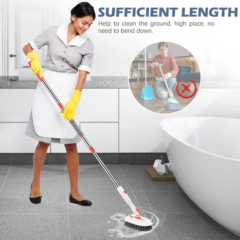 Scrubber reaching low bathroom areas