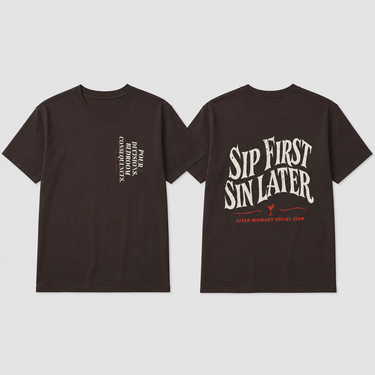 Sip First Sin Later Shirt, Funny Drinking Tee, Adult Humor Party Shirt, Bar Night Graphic Tee, Bachelorette Club Shirt
