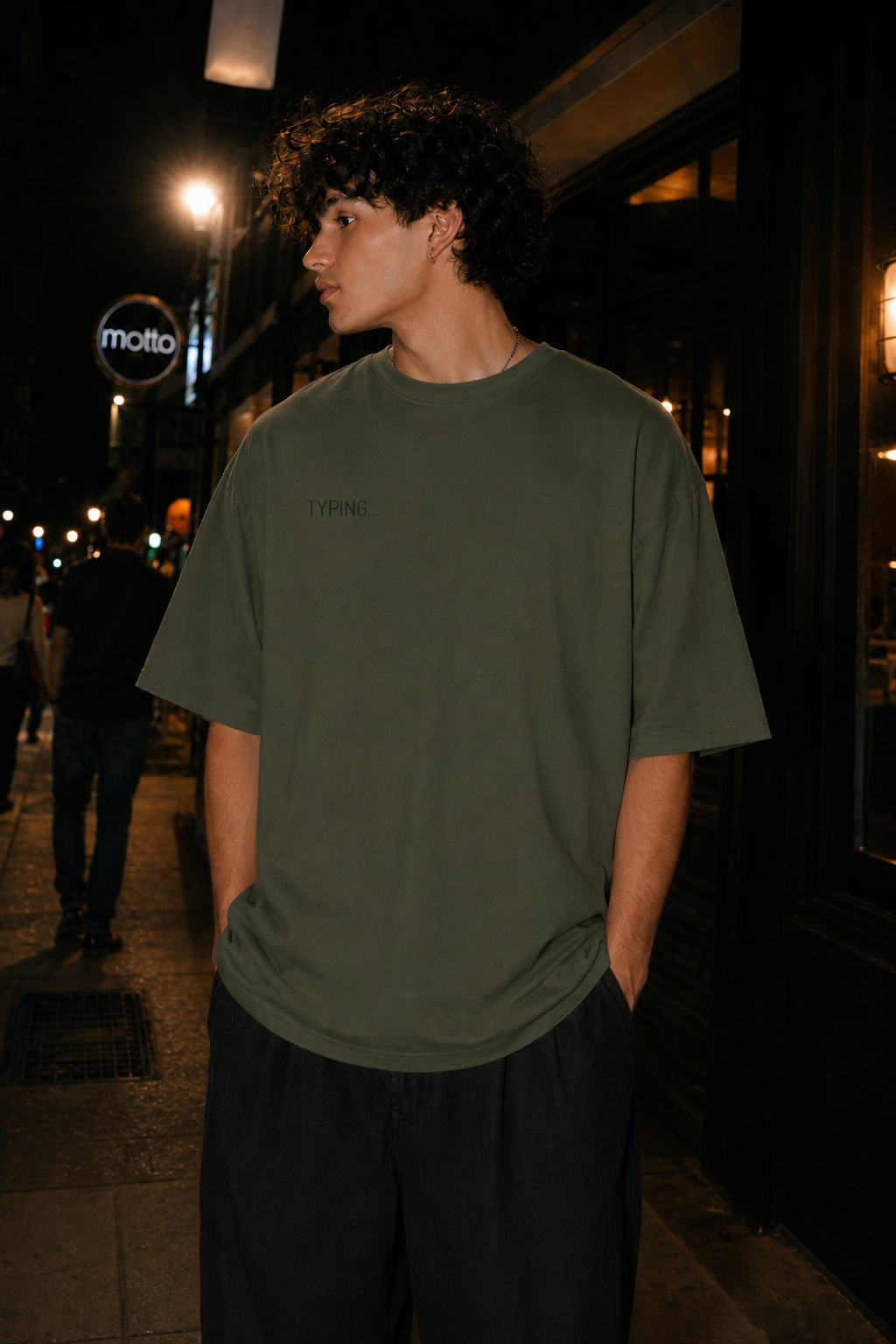 Abstract Grunge Face Graphic T-Shirt | Distressed Text Back Print
