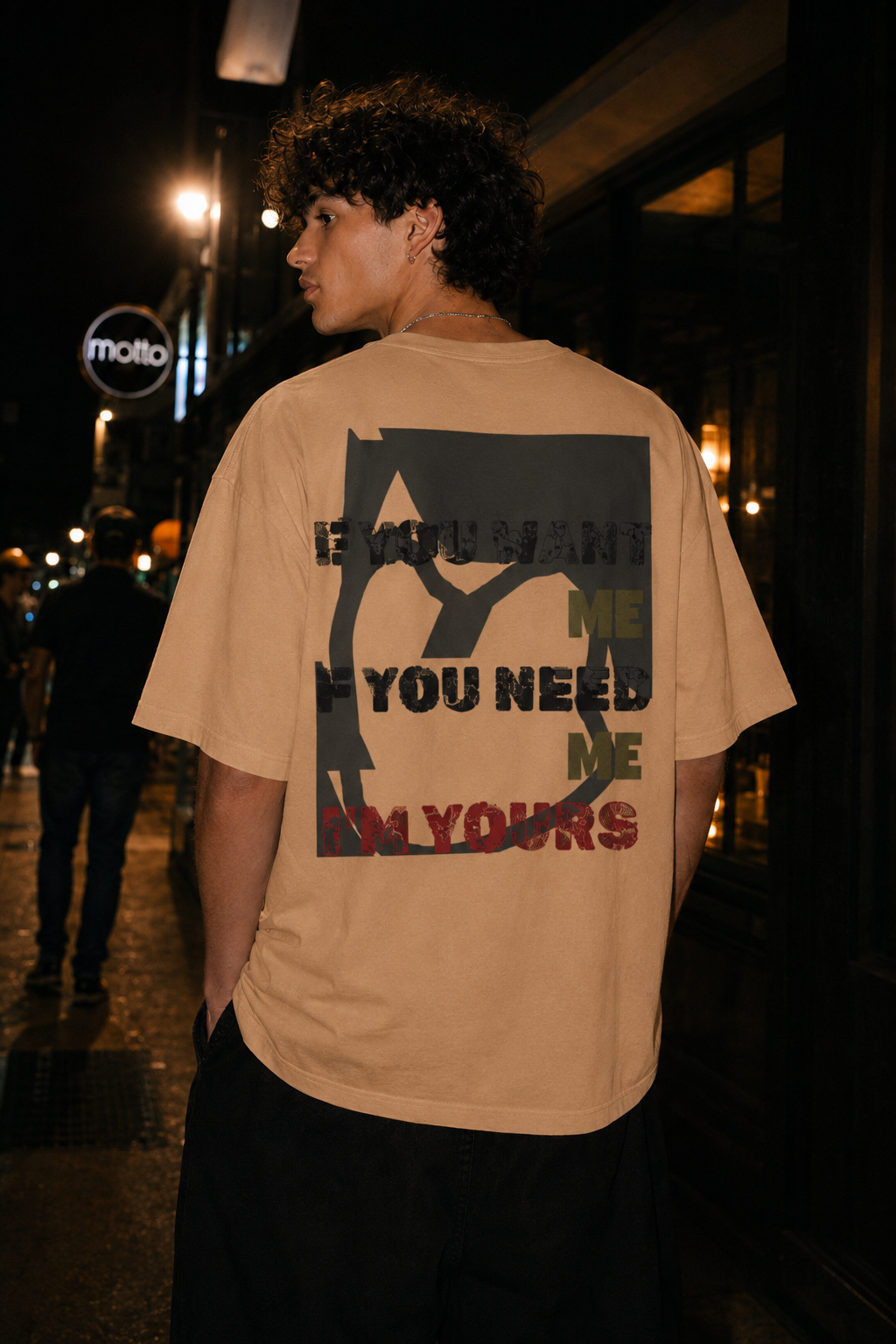 Abstract Grunge Face Graphic T-Shirt | Distressed Text Back Print