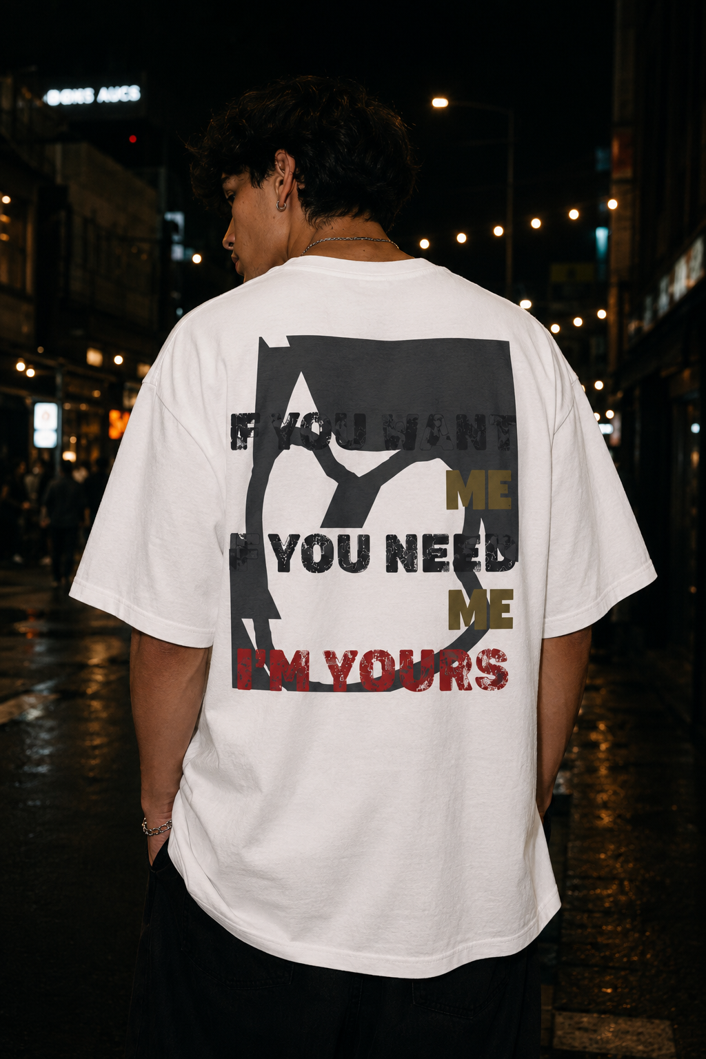 Abstract Grunge Face Graphic T-Shirt | Distressed Text Back Print