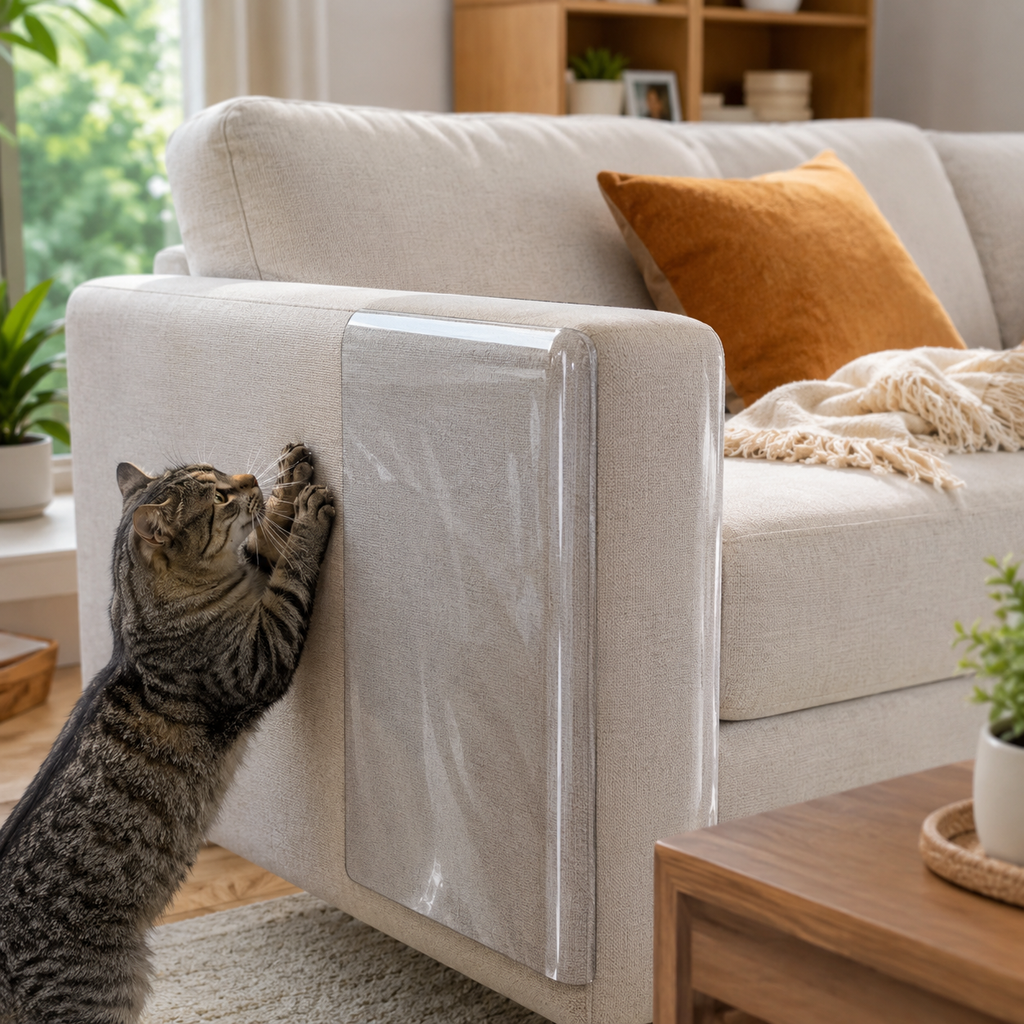 Clear Cat Scratch Furniture Protector – Self-Adhesive Couch & Sofa Shield