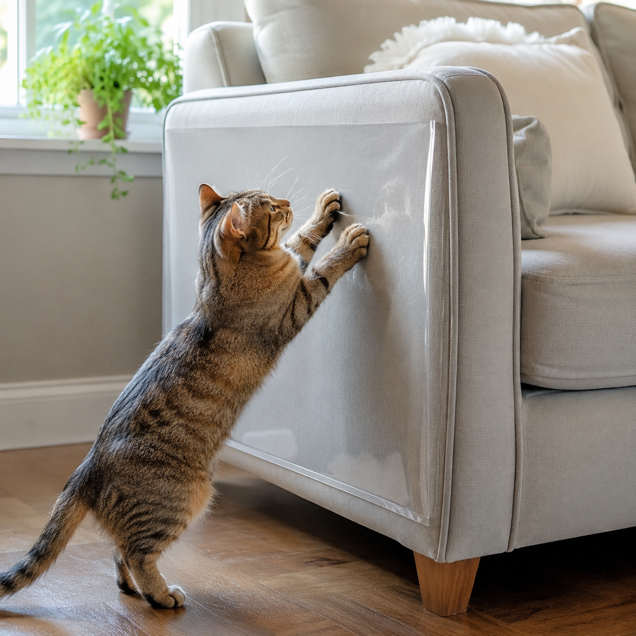 Clear Cat Scratch Furniture Protector – Self-Adhesive Couch & Sofa Shield